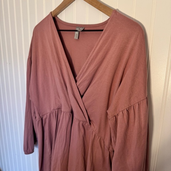 ASOS Women’s Pink V Neck Long Sleeve Dress 100% Cotton Size 4 - Picture 3 of 11